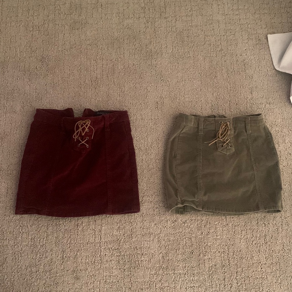 Tillys skirts both red and green
